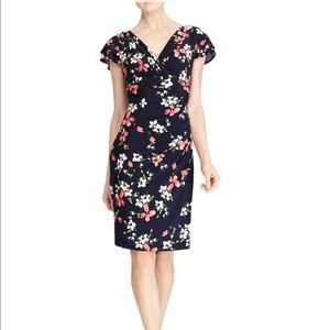 lauren ralph lauren floral surplice jersey dress